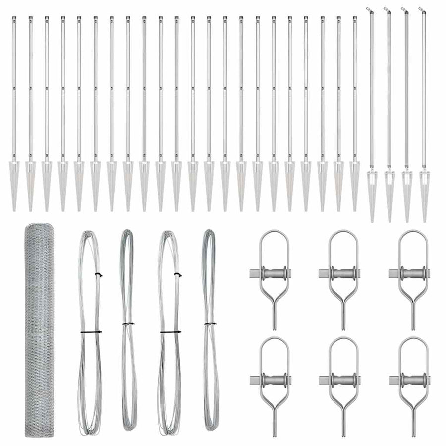 Afrasteringspaal Zilver 50 x 1,2 m (13 mm gaas) Staal