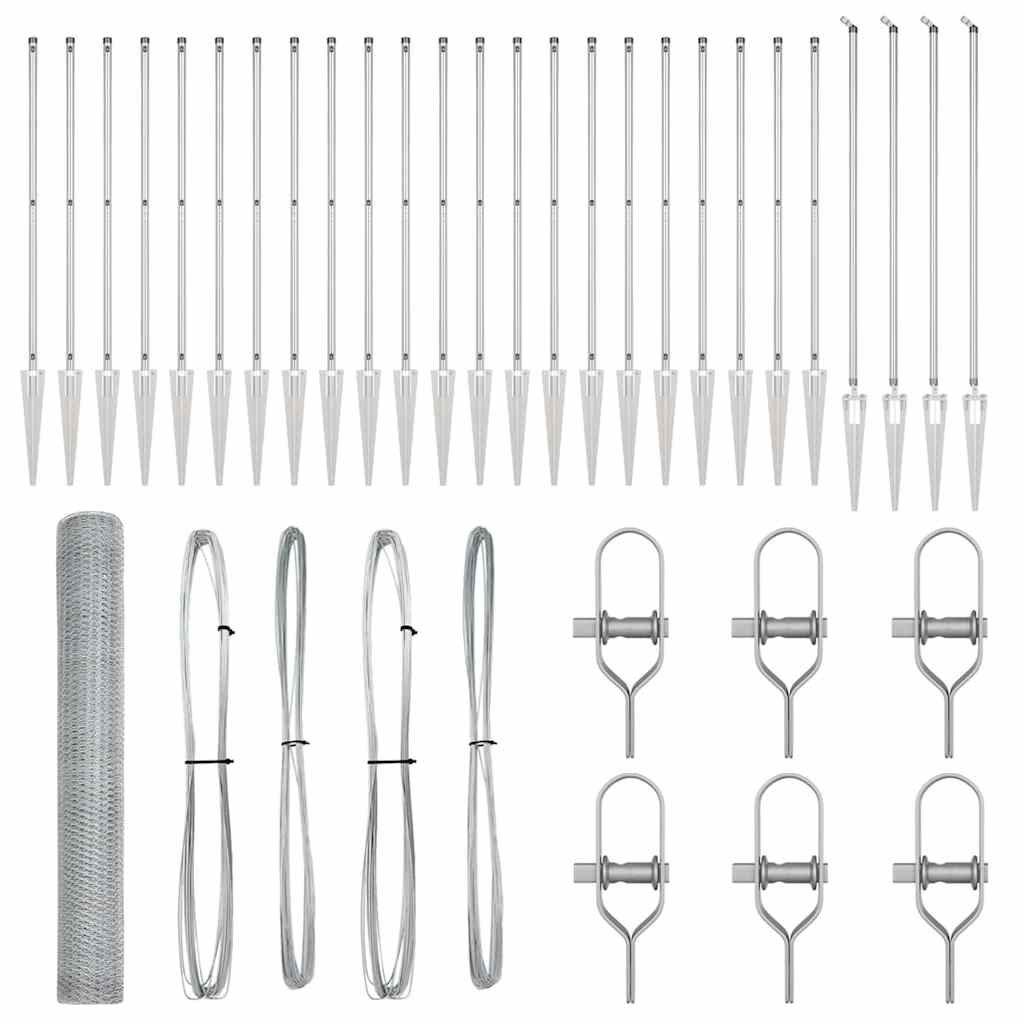 Afrasteringspaal Zilver 50 x 1,2 m (25 mm gaas) Staal