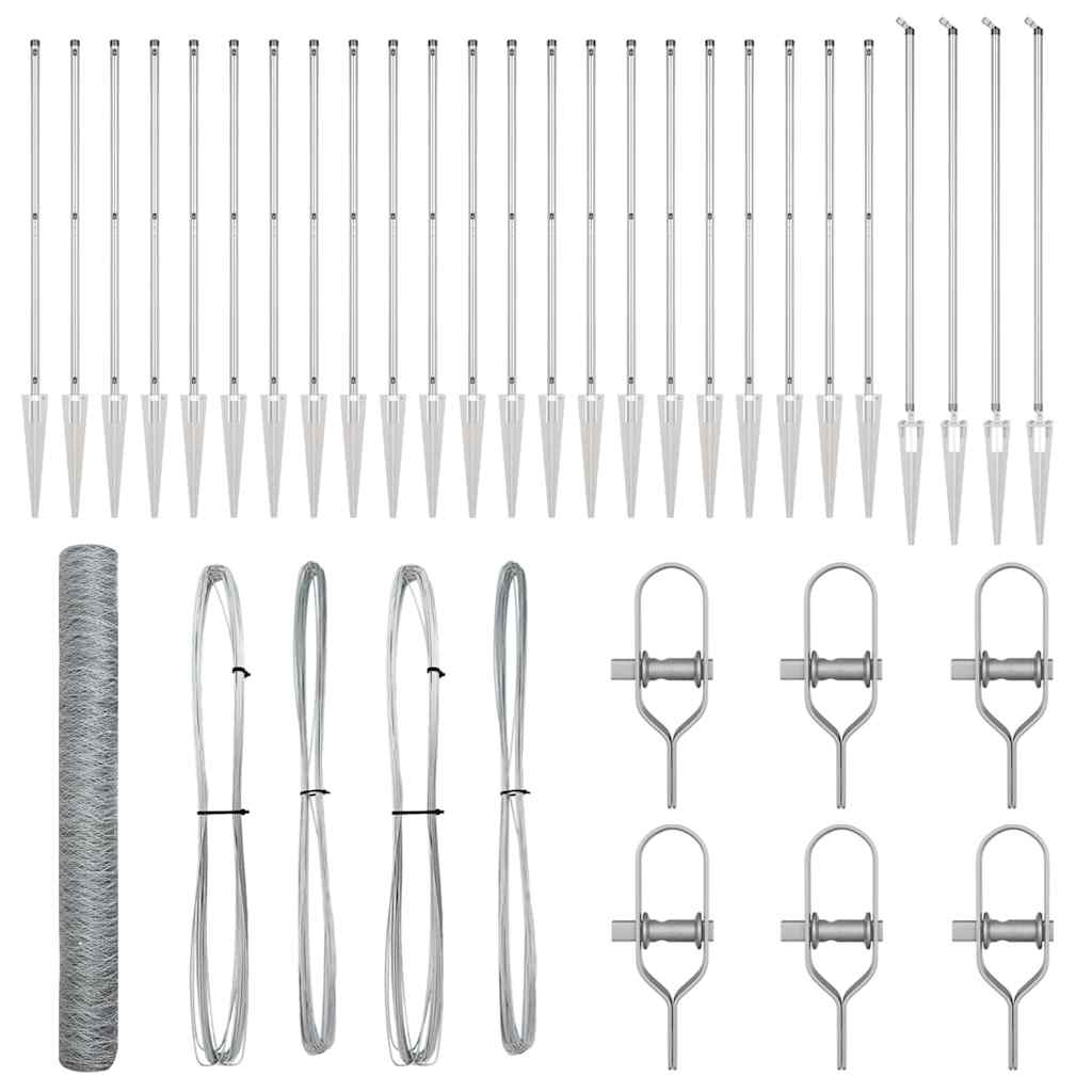 Afrasteringspaal Zilver 50 x 1,2 m (50 mm gaas) Staal