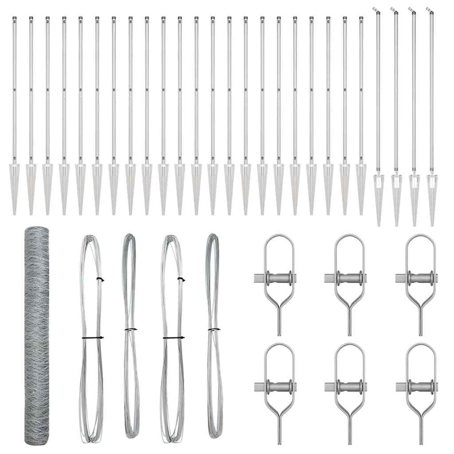 Afrasteringspaal Zilver 50 x 1,4 m (36 mm gaas) Staal