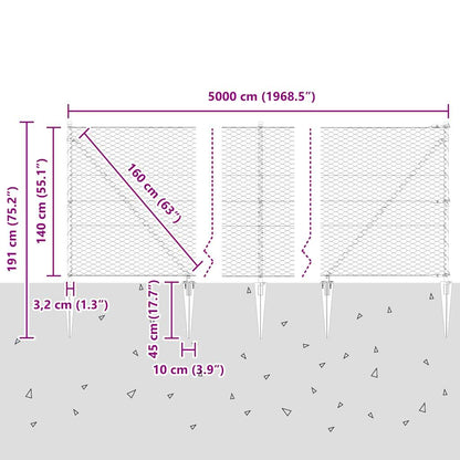 Afrasteringspaal Zilver 50 x 1,4 m (36 mm gaas) Staal