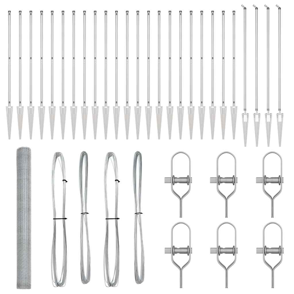 Afrasteringspaal Zilver 50 x 1,5 m (13 mm gaas) Staal