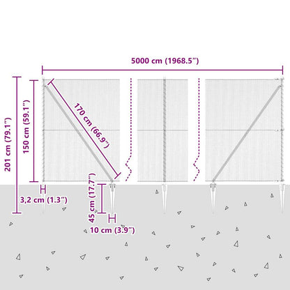 Afrasteringspaal Zilver 50 x 1,5 m (13 mm gaas) Staal