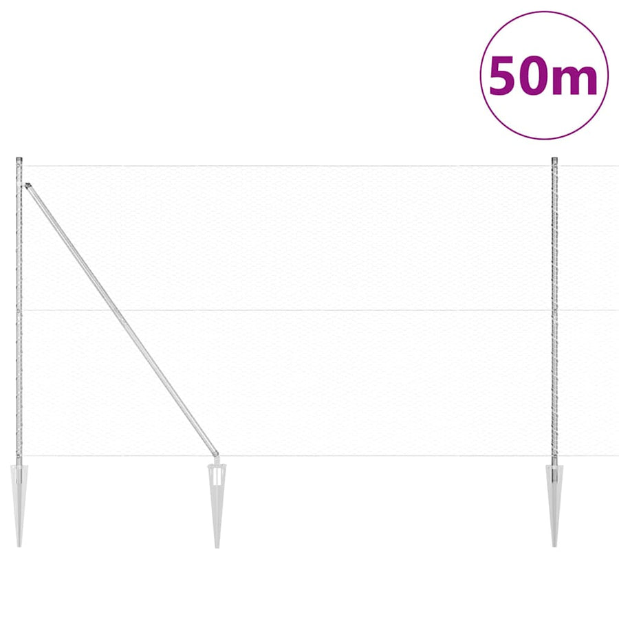 Afrasteringspaal Zilver 50 x 1,5 m (25 mm gaas) Staal