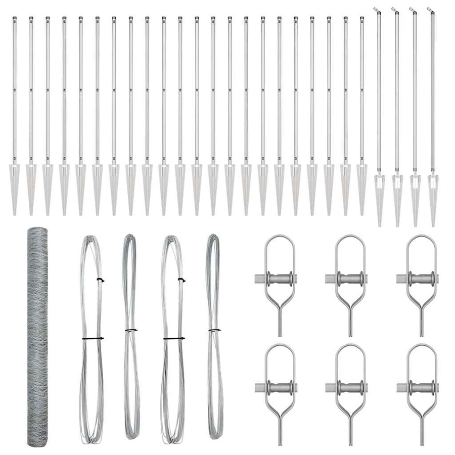 Afrasteringspaal Zilver 50 x 1,5 m (36 mm gaas) Staal