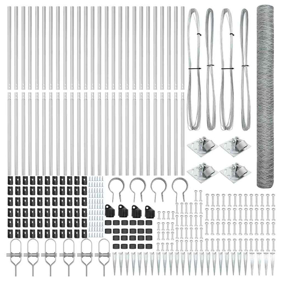 Afrasteringspaal Zilver 50 x 1,5 m (36 mm gaas) Staal
