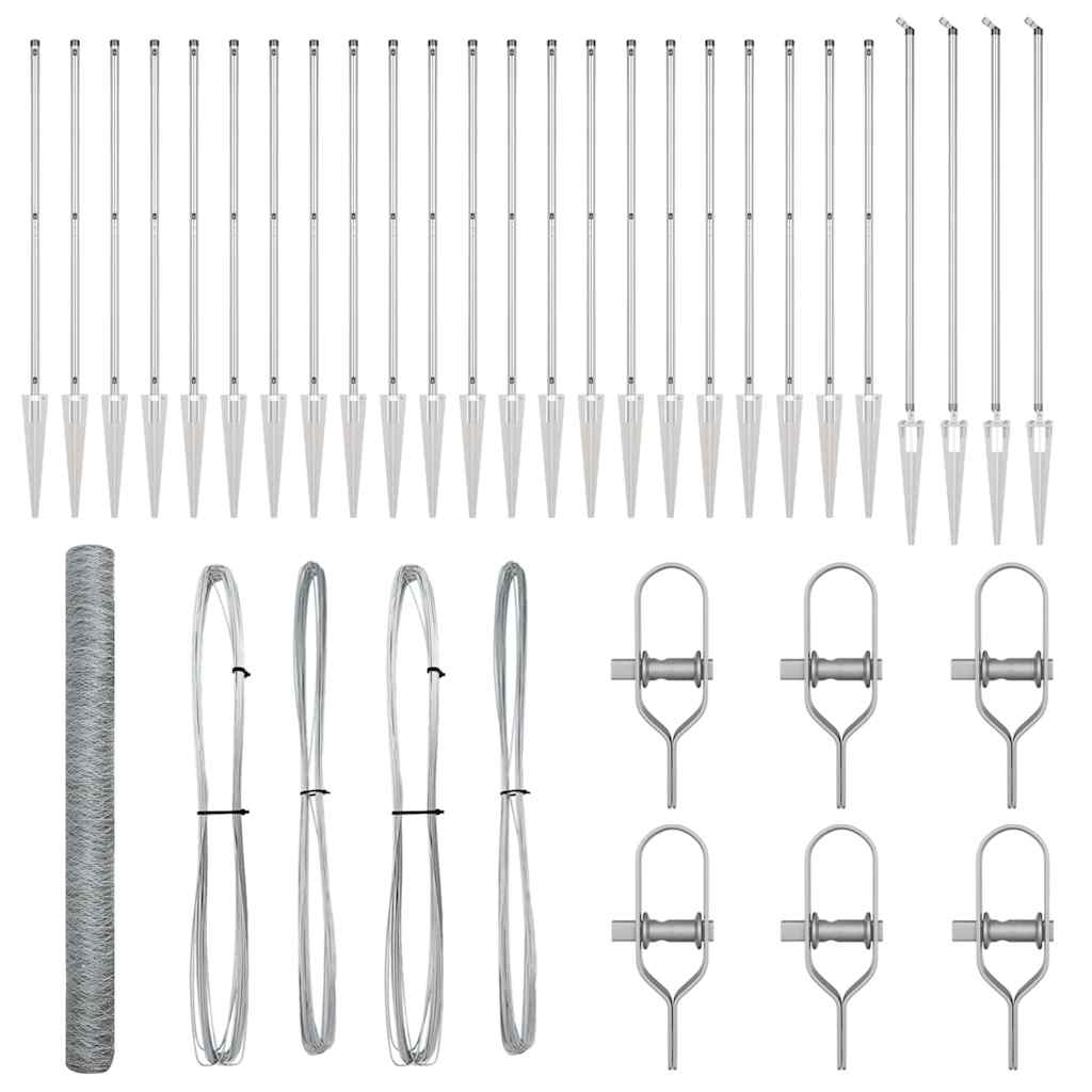 Afrasteringspaal Zilver 50 x 1,6 m (36 mm gaas) Staal