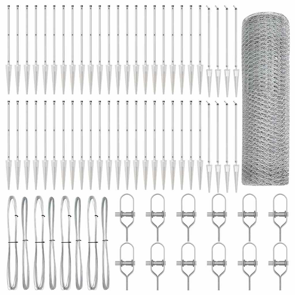 Afrasteringspaal Zilver 100 x 0,4 m (13 mm gaas) Staal