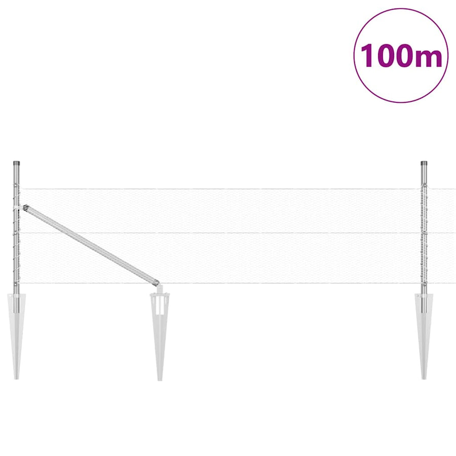 Afrasteringspaal Zilver 100 x 0,4 m (13 mm gaas) Staal