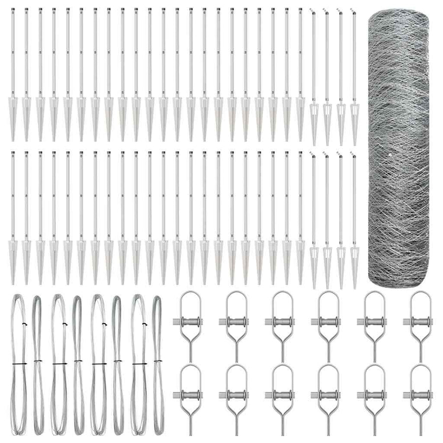 Afrasteringspaal Zilver 100 x 0,5 m (36 mm gaas) Staal