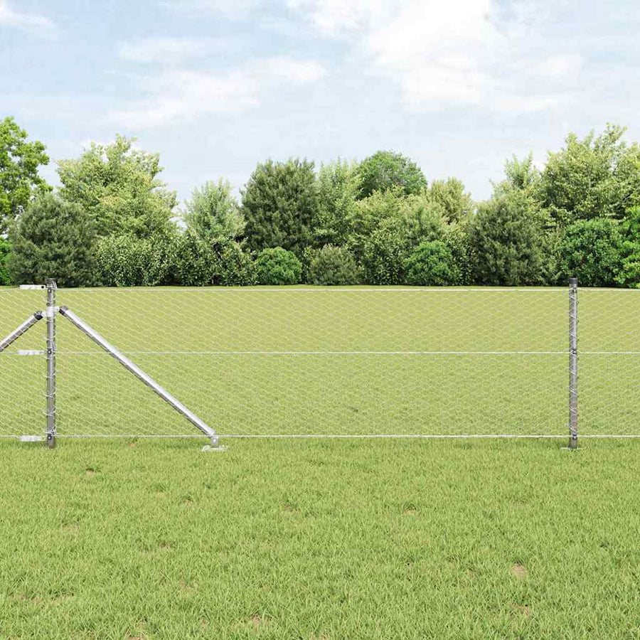 Afrasteringspaal Zilver 100 x 0,6 m (25 mm gaas) Staal
