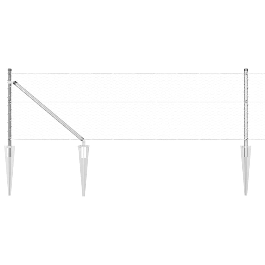Afrasteringspaal Zilver 100 x 0,6 m (25 mm gaas) Staal
