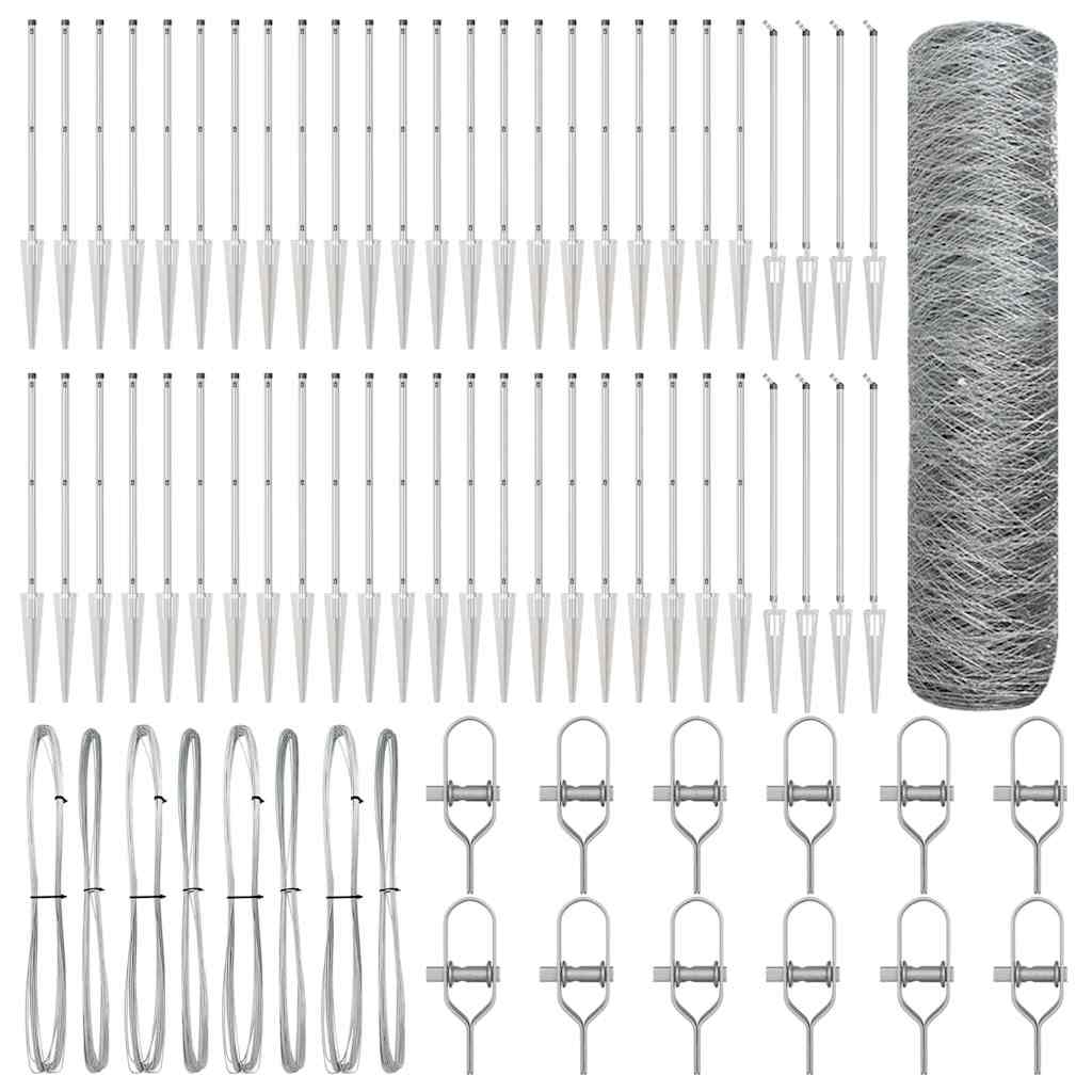 Afrasteringspaal Zilver 100 x 0,6 m (36 mm gaas) Staal