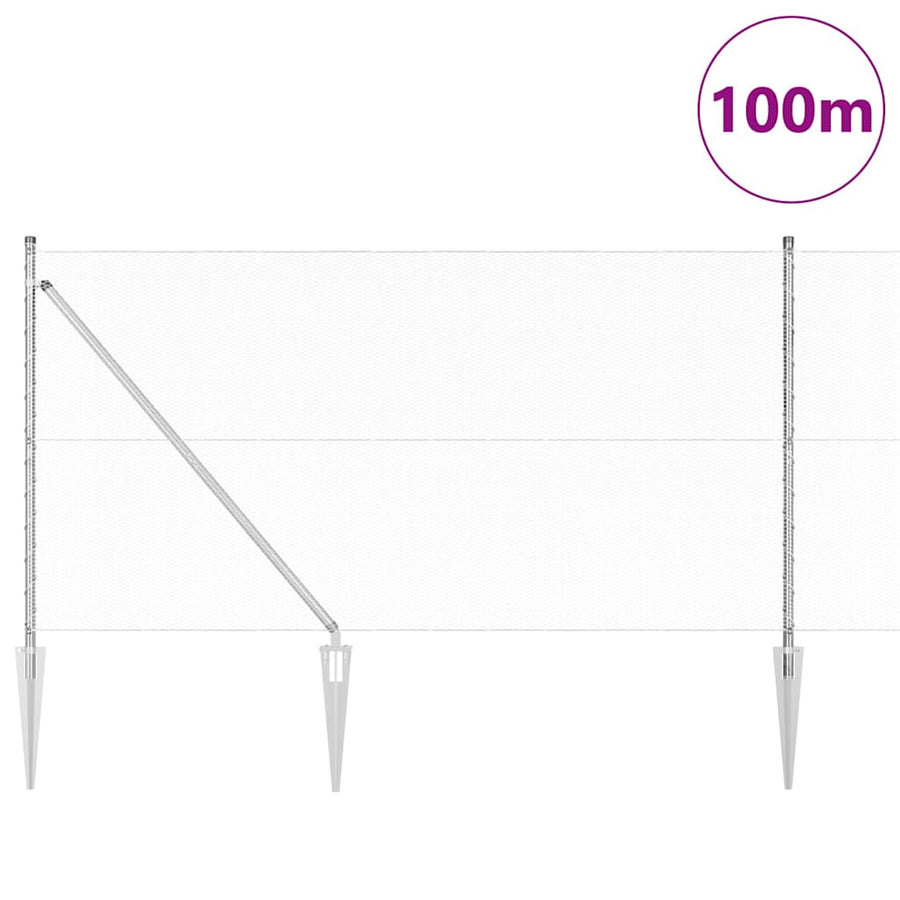 Afrasteringspaal Zilver 100 x 1 m (13 mm gaas) Staal