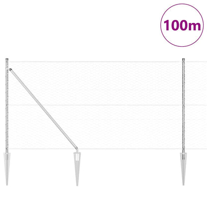 Afrasteringspaal Zilver 100 x 1 m (36 mm gaas) Staal