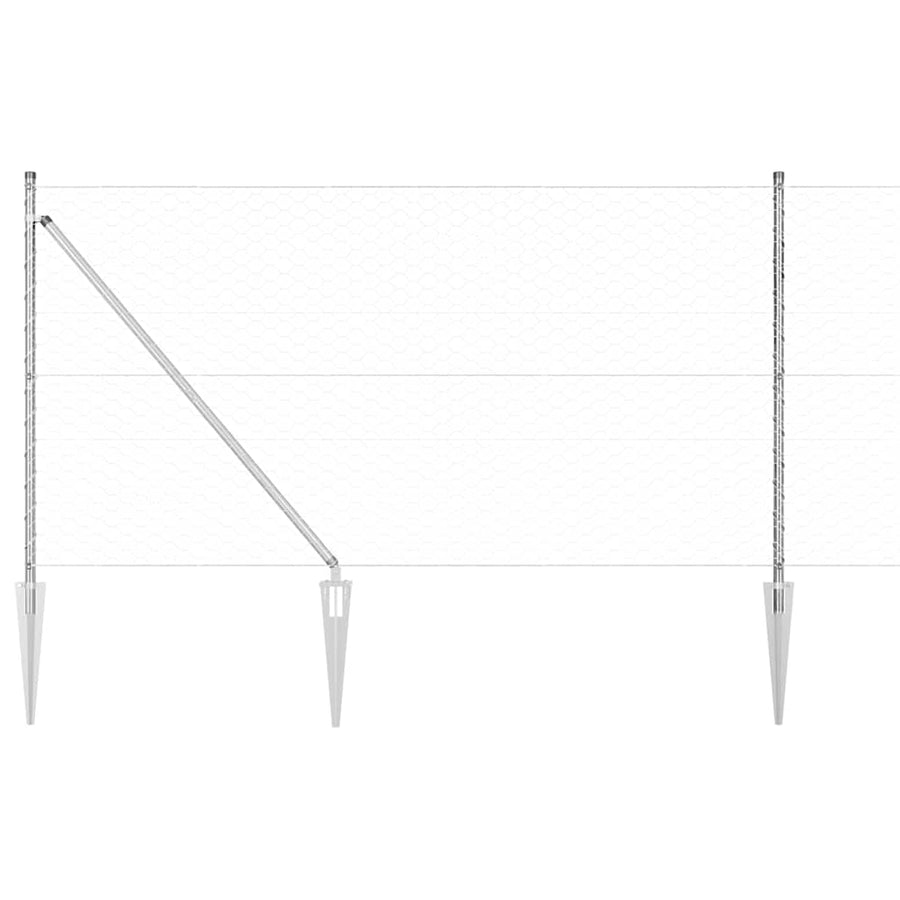 Afrasteringspaal Zilver 100 x 1 m (50 mm gaas) Staal