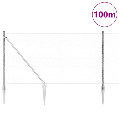 Afrasteringspaal Zilver 100 x 1 m (50 mm gaas) Staal