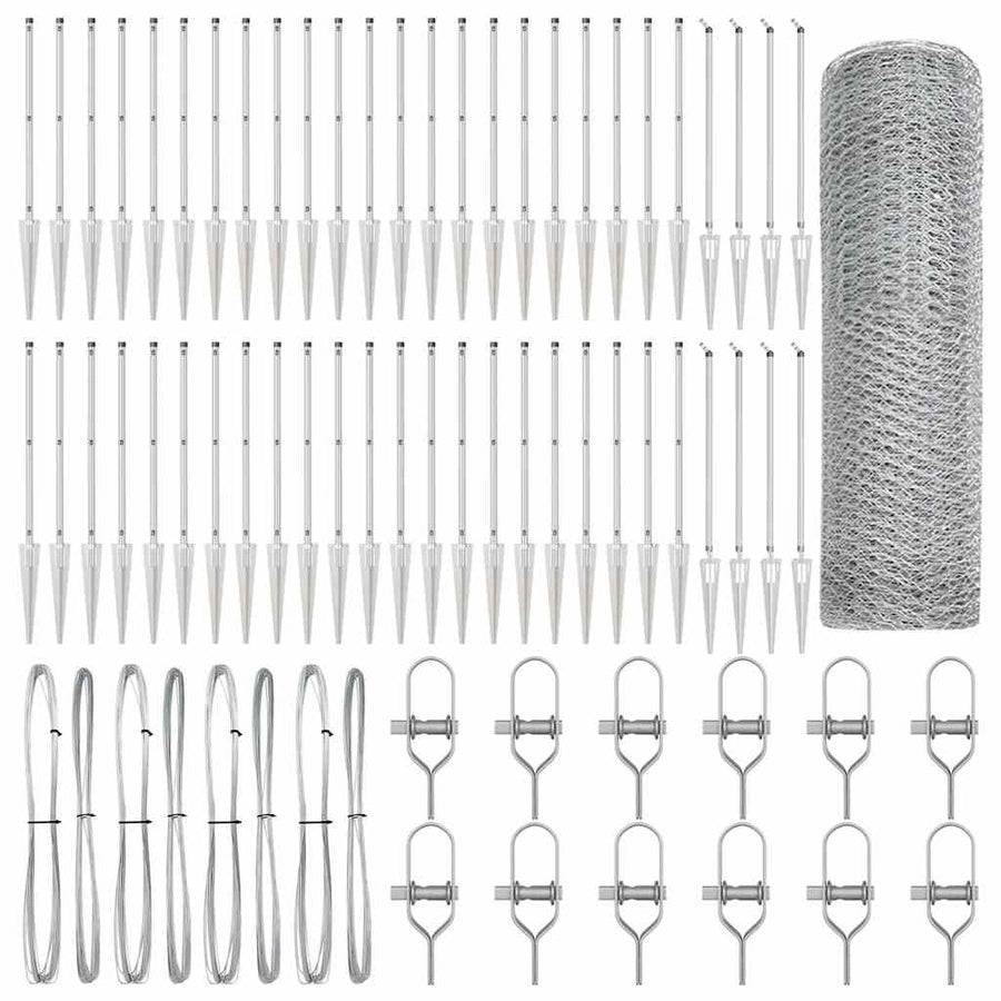 Afrasteringspaal Zilver 100 x 1,2 m (25 mm gaas) Staal