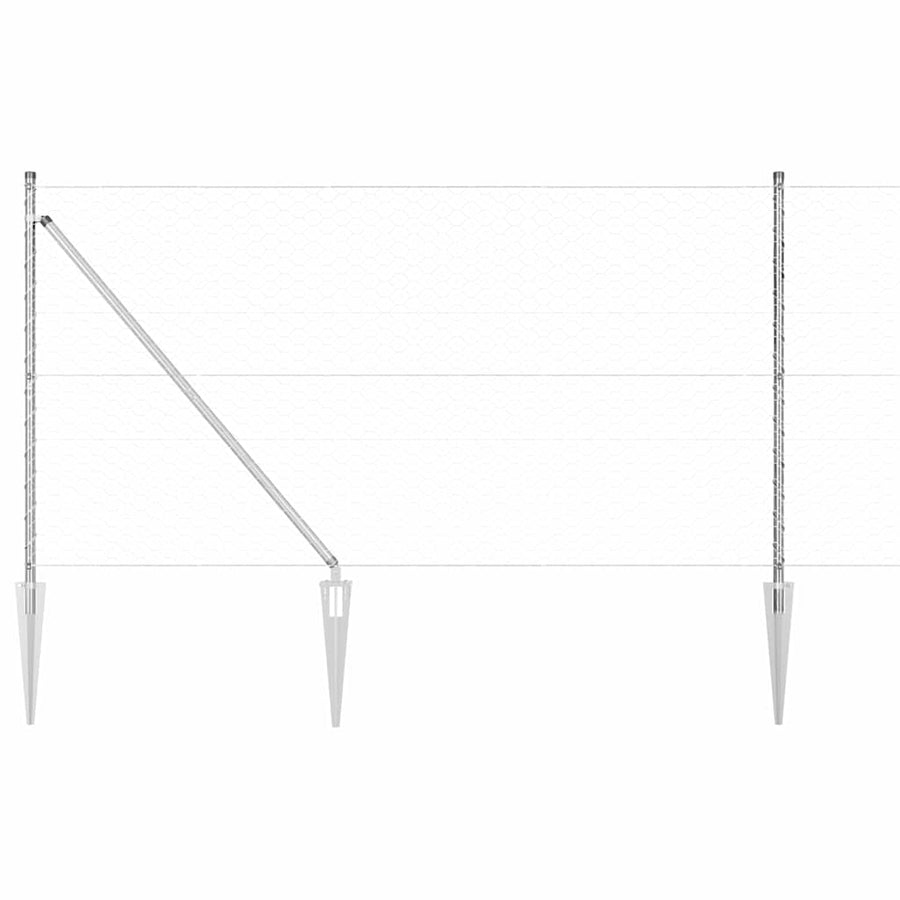 Afrasteringspaal Zilver 100 x 1,2 m (50 mm gaas) Staal