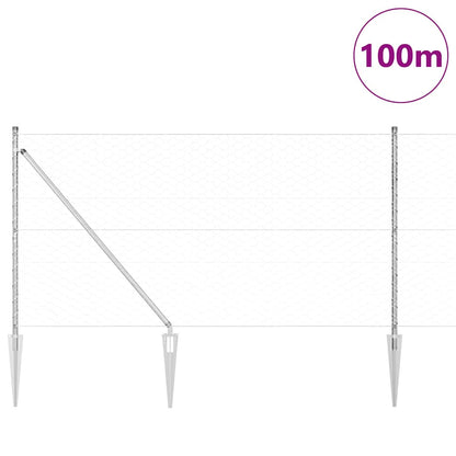 Afrasteringspaal Zilver 100 x 1,2 m (50 mm gaas) Staal