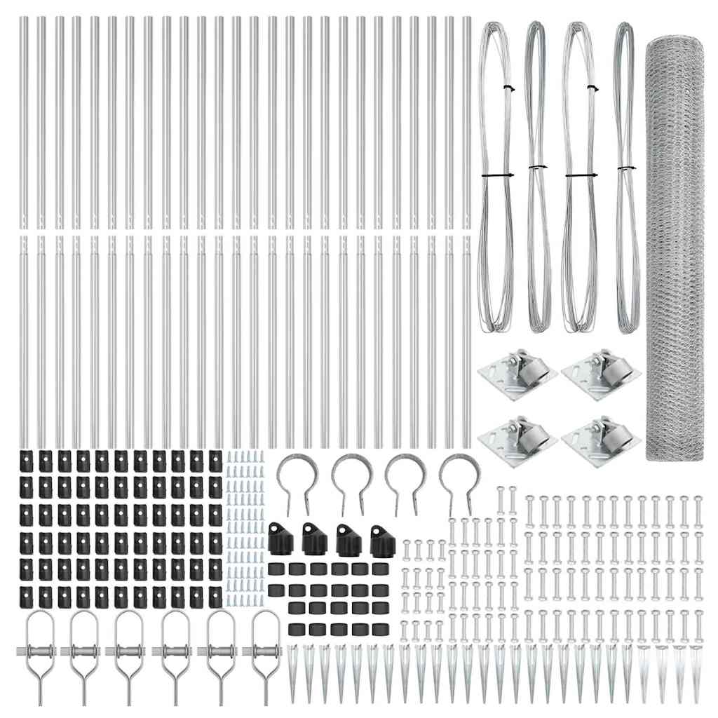 Afrasteringspaal Zilver 100 x 1,4 m (25 mm gaas) Staal