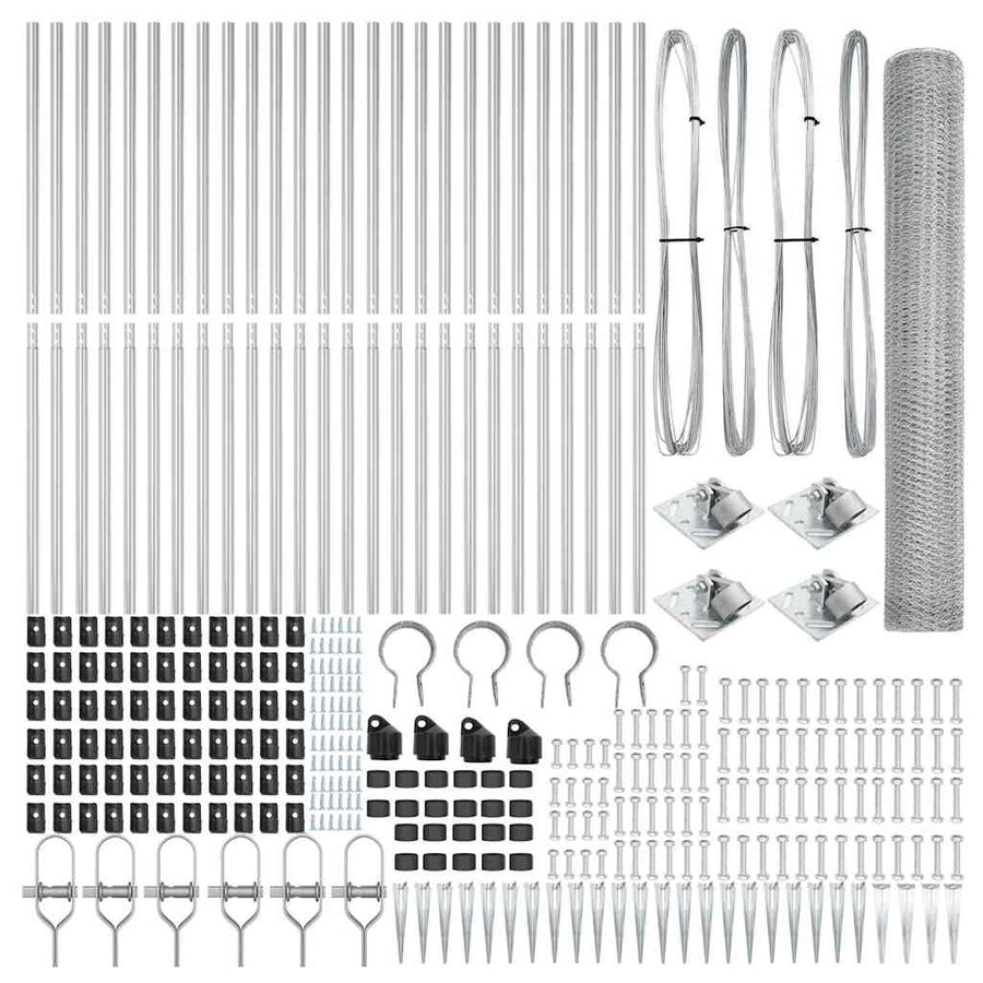 Afrasteringspaal Zilver 100 x 1,4 m (25 mm gaas) Staal