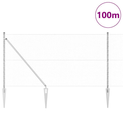 Afrasteringspaal Zilver 100 x 1,4 m (25 mm gaas) Staal