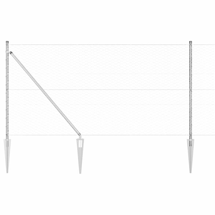 Afrasteringspaal Zilver 100 x 1,4 m (36 mm gaas) Staal