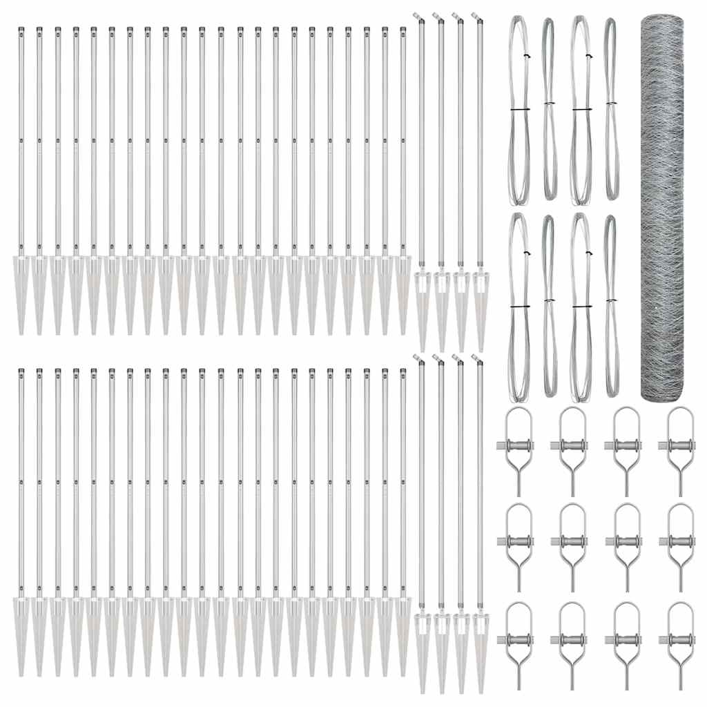 Afrasteringspaal Zilver 100 x 1,4 m (36 mm gaas) Staal