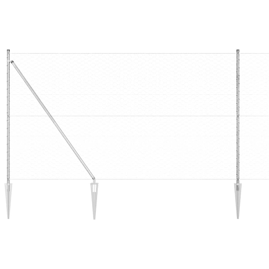 Afrasteringspaal Zilver 100 x 1,6 m (50 mm mazen) Staal