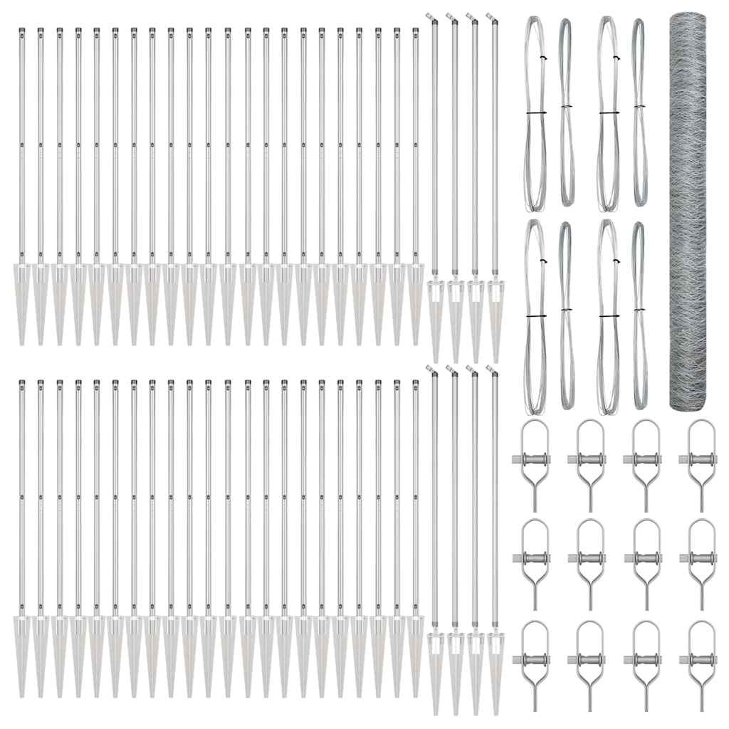 Afrasteringspaal Zilver 100 x 1,6 m (50 mm mazen) Staal