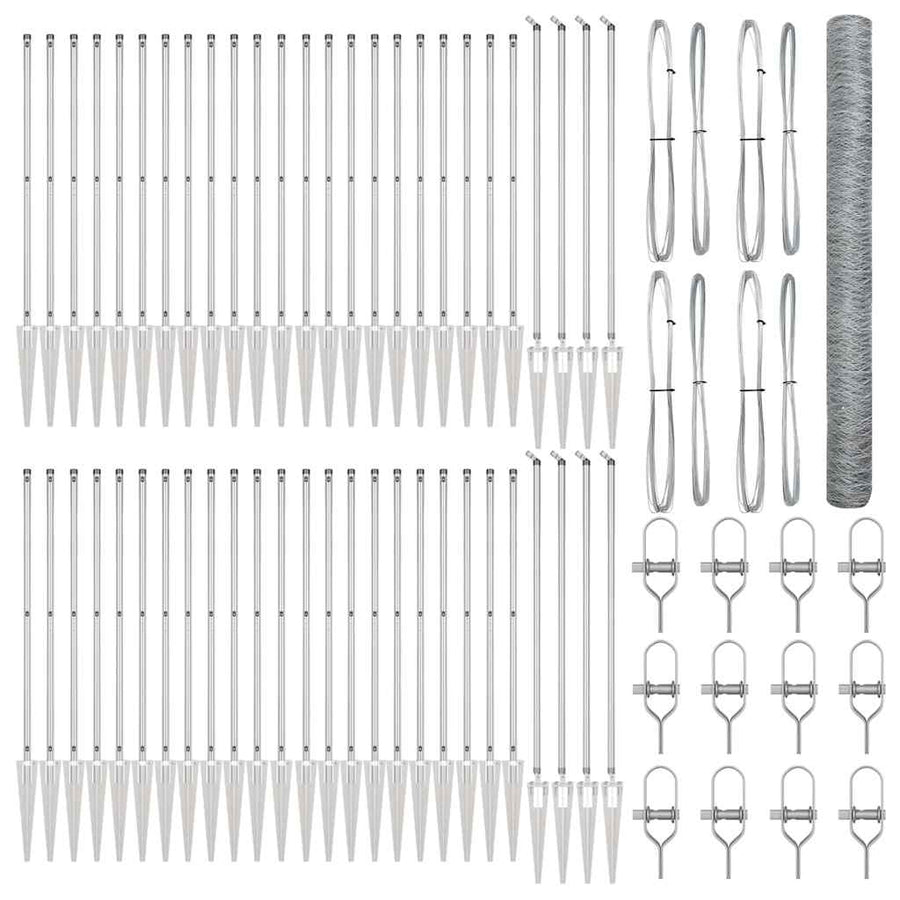 Afrasteringspaal Zilver 100 x 1,6 m (50 mm mazen) Staal