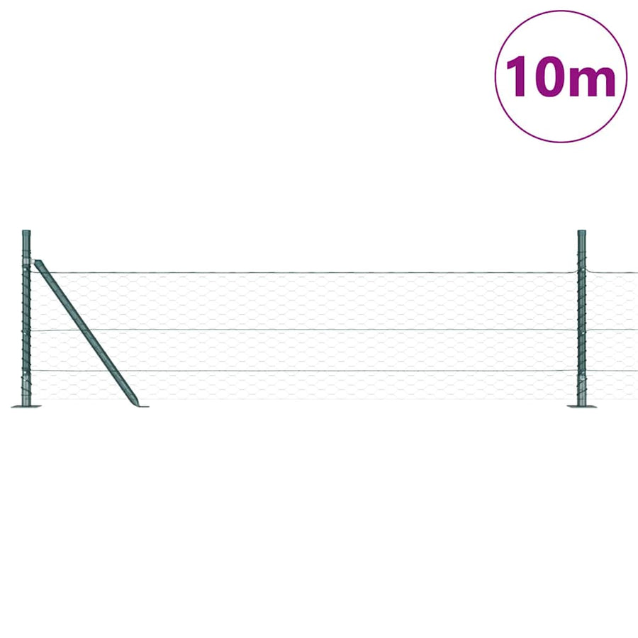 Afrasteringspaal Groen 10 x 0,4 m (36 mm gaas) Staal en PVC