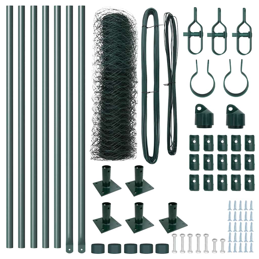 Afrasteringspaal Groen 10 x 0,4 m (50 mm mesh) Staal en PVC
