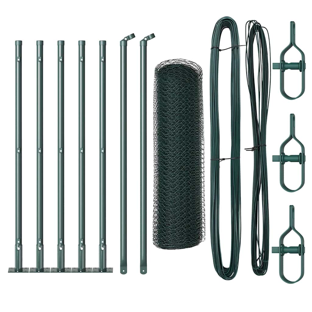 Afrasteringspaal Groen 10 x 0,5 m (13 mm gaas) Staal en PVC