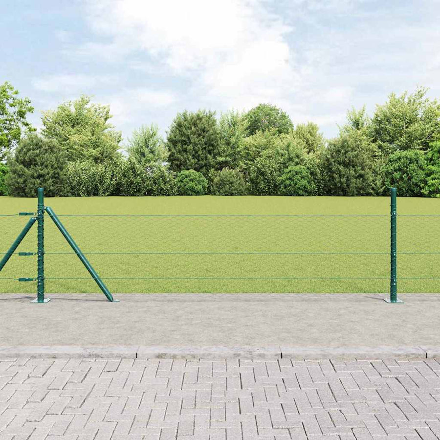 Afrasteringspaal Groen 10 x 0,5 m (25 mm gaas) Staal en PVC
