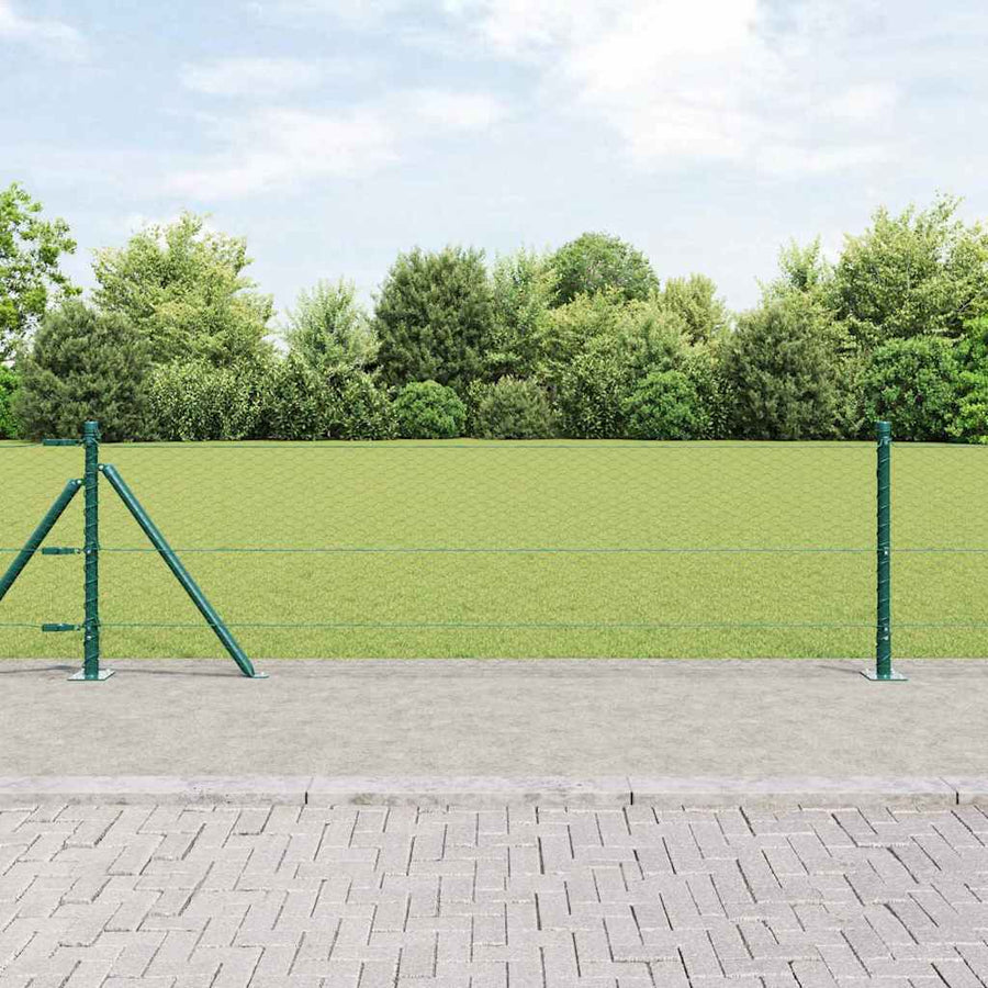 Afrasteringspaal Groen 10 x 0,6 m (25 mm gaas) Staal en PVC