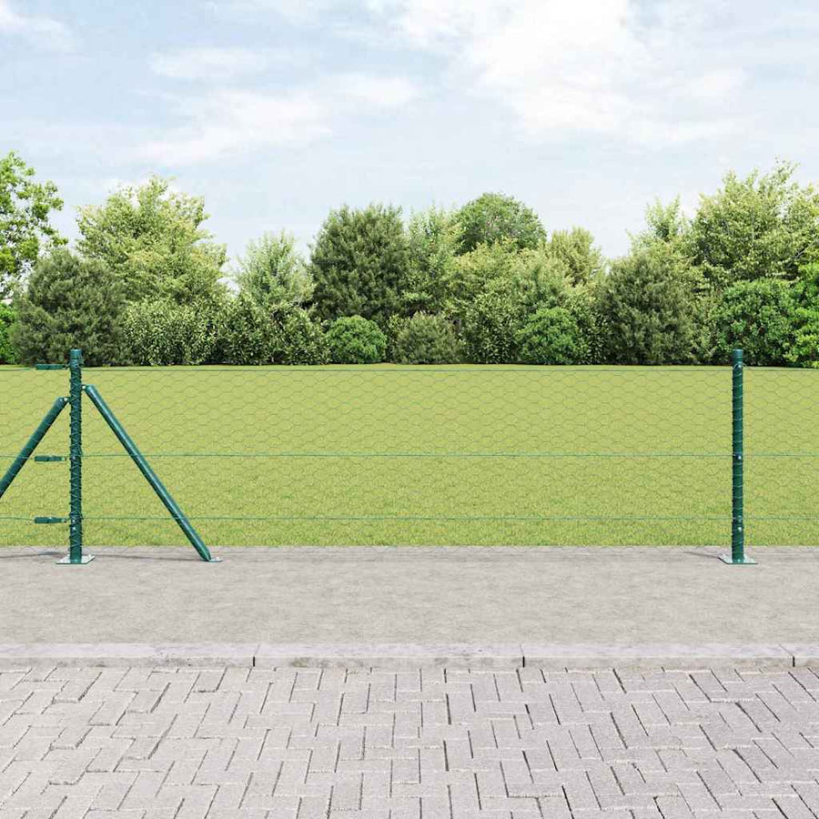 Afrasteringspaal Groen 10 x 0,6 m (36 mm gaas) Staal en PVC