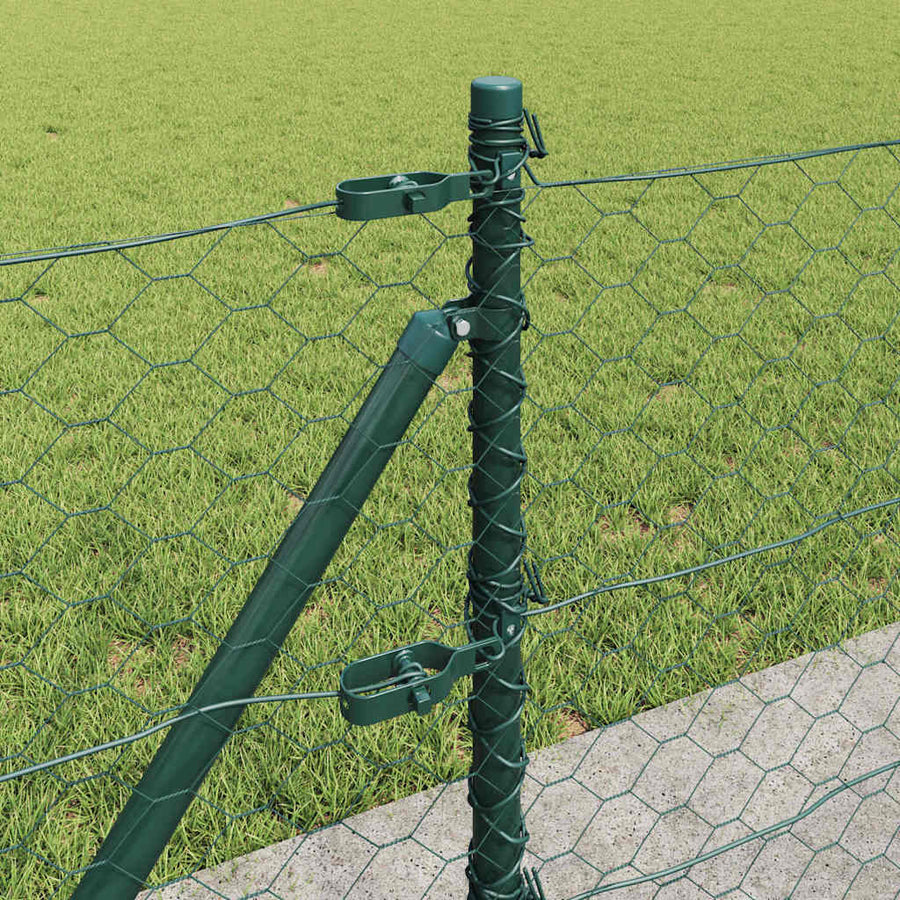 Afrasteringspaal Groen 10 x 0,6 m (50 mm gaas) Staal en PVC
