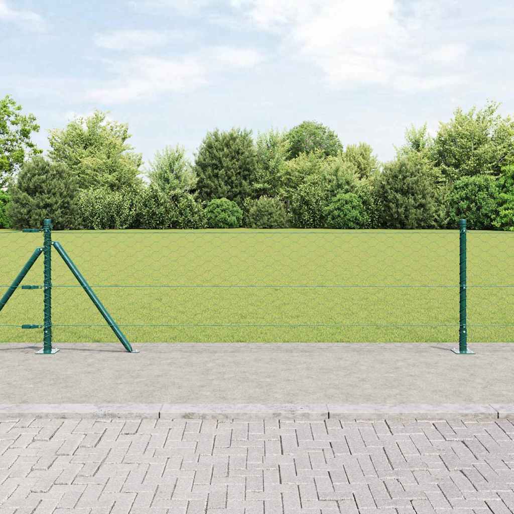 Afrasteringspaal Groen 10 x 0,6 m (50 mm gaas) Staal en PVC