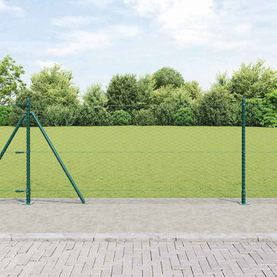 Afrasteringspaal Groen 10 x 0,8 m (36 mm gaas) Staal en PVC