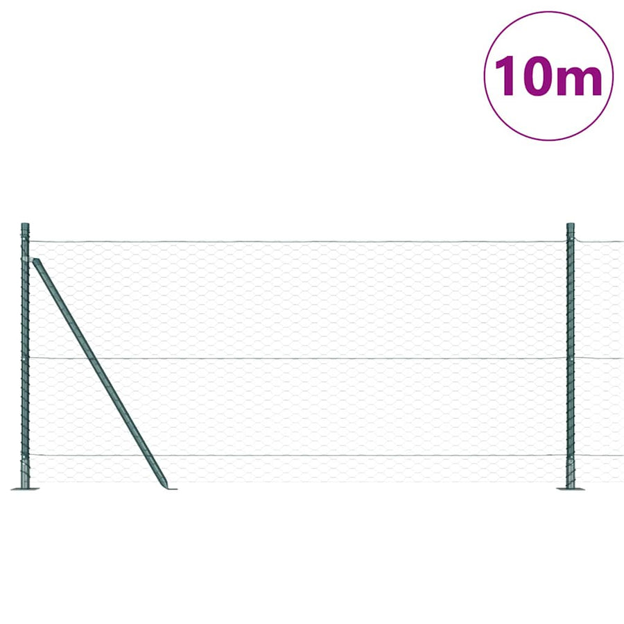 Afrasteringspaal Groen 10 x 0,8 m (36 mm gaas) Staal en PVC