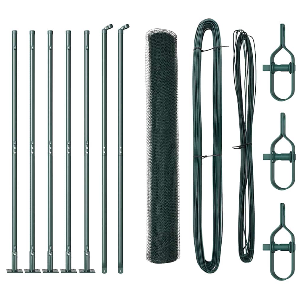 Afrasteringspaal Groen 10 x 1 m (25 mm gaas) Staal en PVC