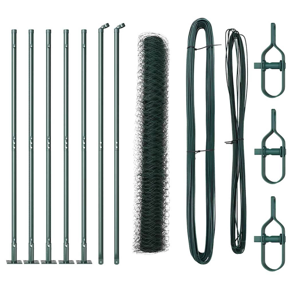 Afrasteringspaal Groen 10 x 1 m (36 mm gaas) Staal en PVC