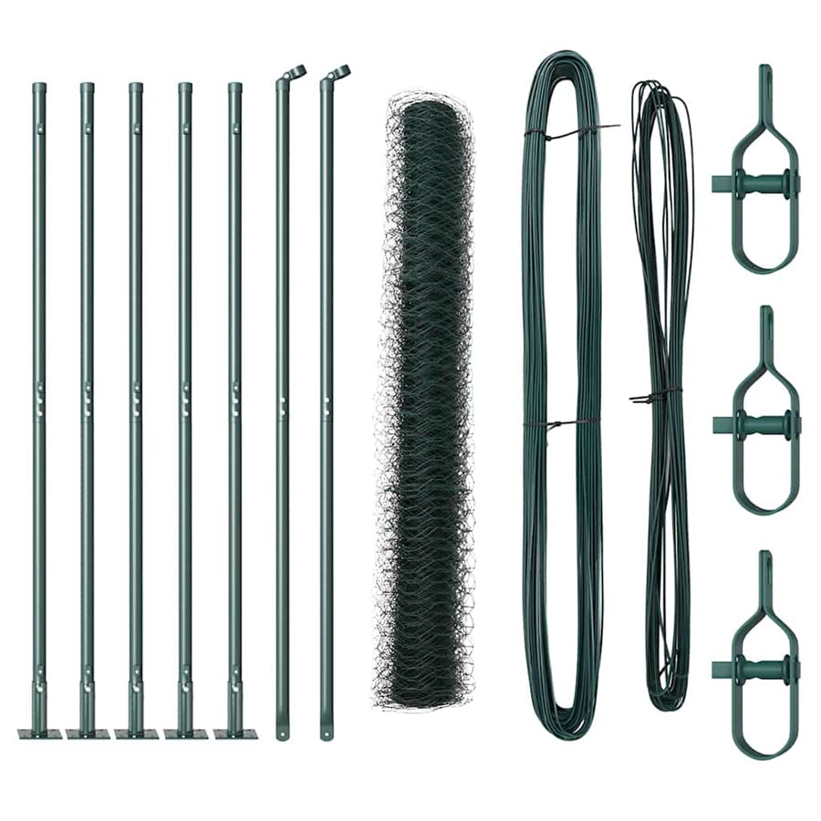 Afrasteringspaal Groen 10 x 1 m (50 mm gaas) Staal en PVC