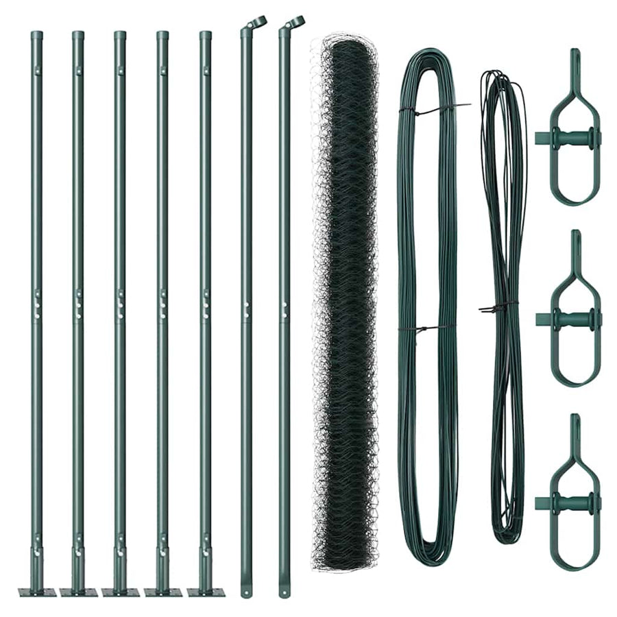 Afrasteringspaal Groen 10 x 1,4 m (50 mm gaas) Staal en PVC