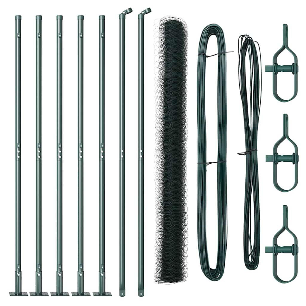 Afrasteringspaal Groen 10 x 1,5 m (36 mm gaas) Staal en PVC