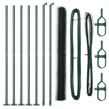 Afrasteringspaal Groen 10 x 1,5 m (36 mm gaas) Staal en PVC