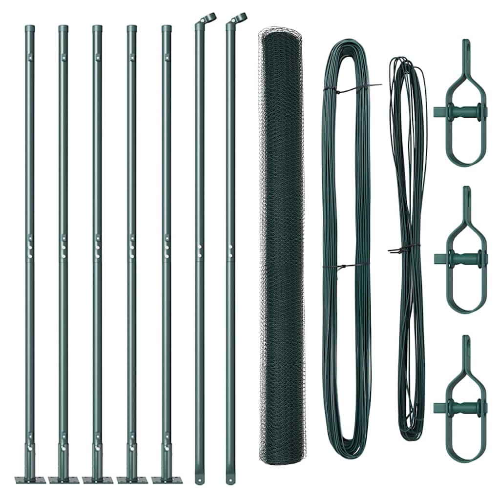 Afrasteringspaal Groen 10 x 1,6 m (25 mm gaas) Staal en PVC