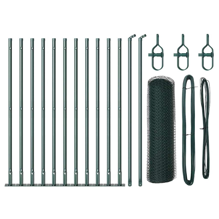 Afrasteringspaal Groen 25 x 0,4 m (25 mm gaas) Staal en PVC